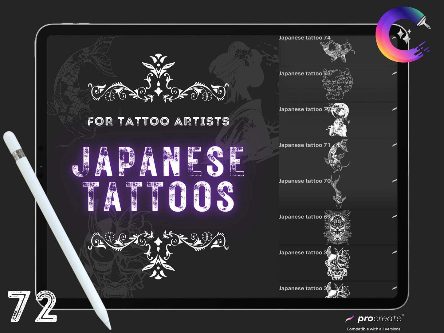 72 Japanese Tattoo Stencils